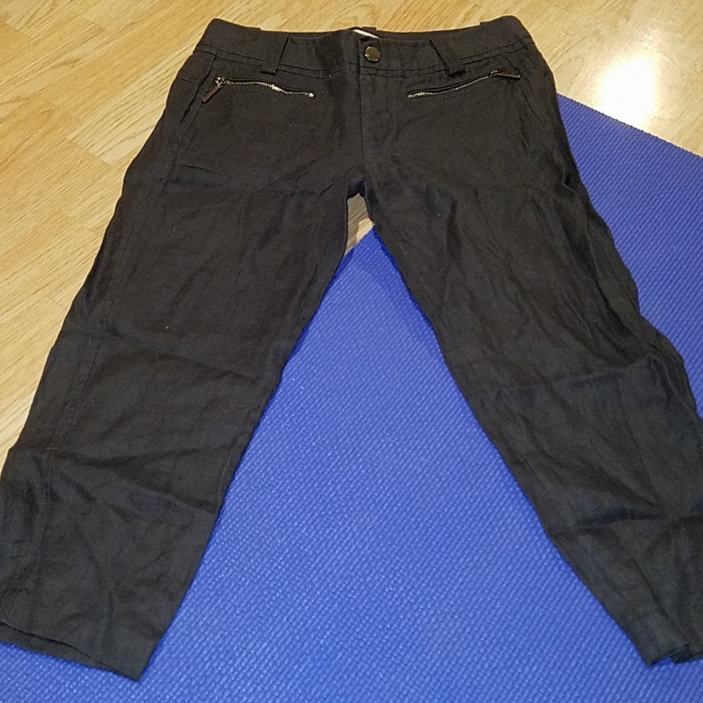 Calvin Klein Size 0 Grey Cloth Capri 100% Linen